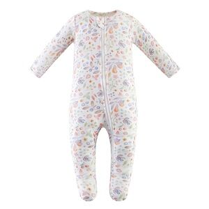 Owlivia Organic Cotton Baby Pajamas, Girls Zip Front Footed Sleeper
